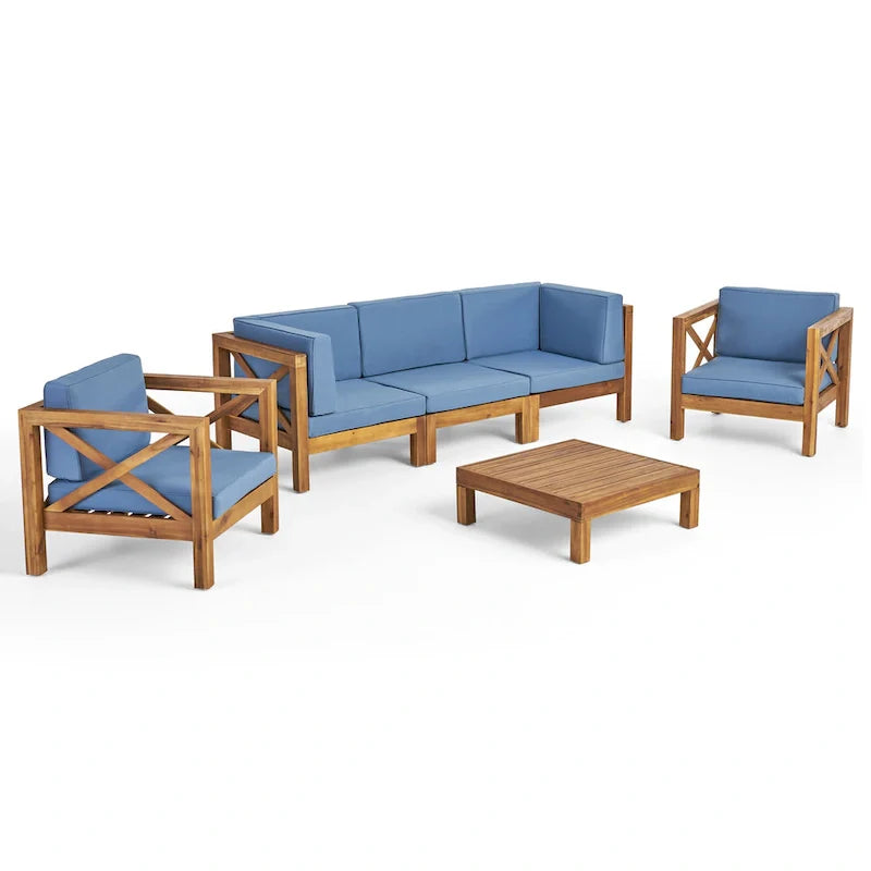 Brava Outdoor Acacia Wood 6-piece Chat Set by Christopher Knight Home – Image 30