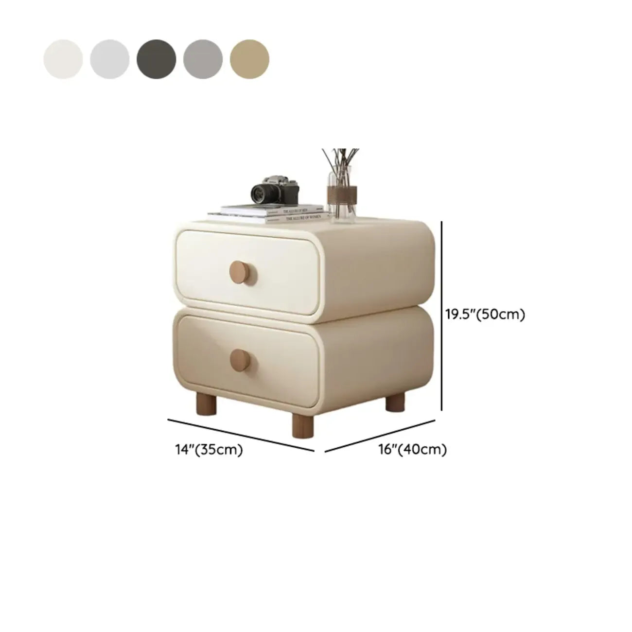 Pleather Scandinavian Nightstand With Faux Leather Finish – Image 17