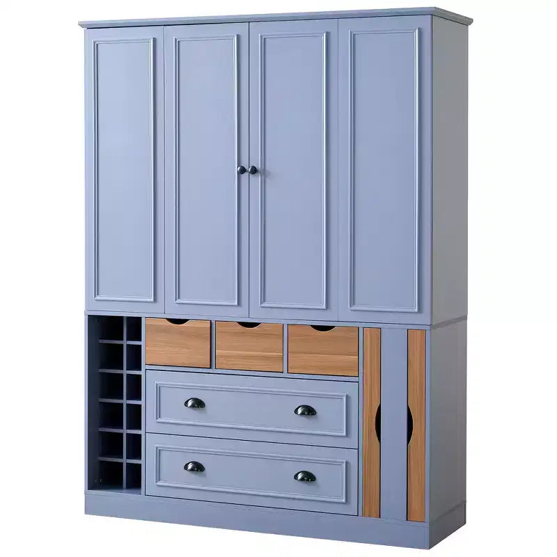 Whisen 71'' Tall Freestanding Kitchen Pantry, Large Dining Storage Cabinet Cupboard Sideboards With 4 Foldable Doors, Shelves, Wine Racks – Image 38