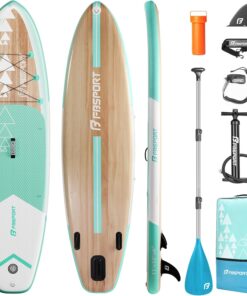 FBSPORT Planches à pagaie de 28,4 x 83,4 x 15,2 cm avec pompe électrique, planche à pagaie gonflable avec sac de transport, pont antidérapant, laisse, pagaie réglable pour jeunes et adultes débutants,
