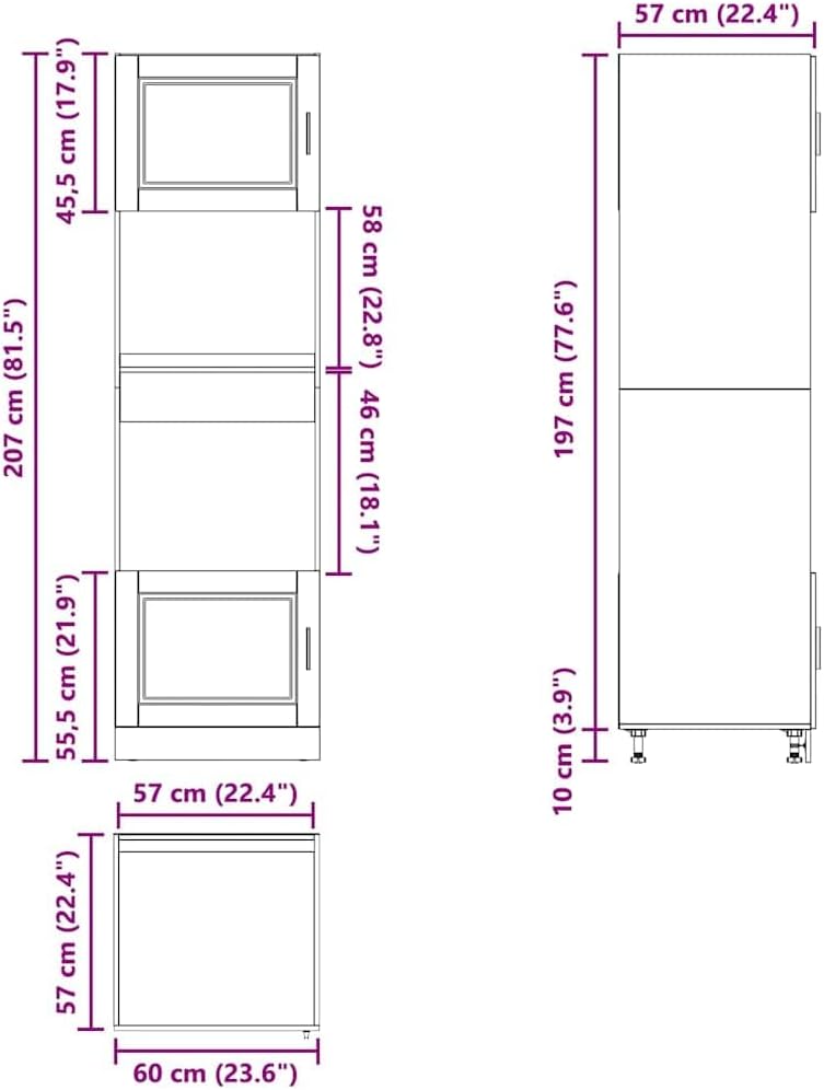 vidaXL Armoires de Four 2 pcs Porto Blanc Bois d'ingénierie, unité de Four, Armoire de Four de Cuisine, unité de Base de Four – Image 3