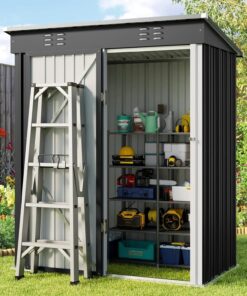 Outdoor Storage Metal Shed Garden Tool Shed with Lockable Door for Patio Furniture and Tools
