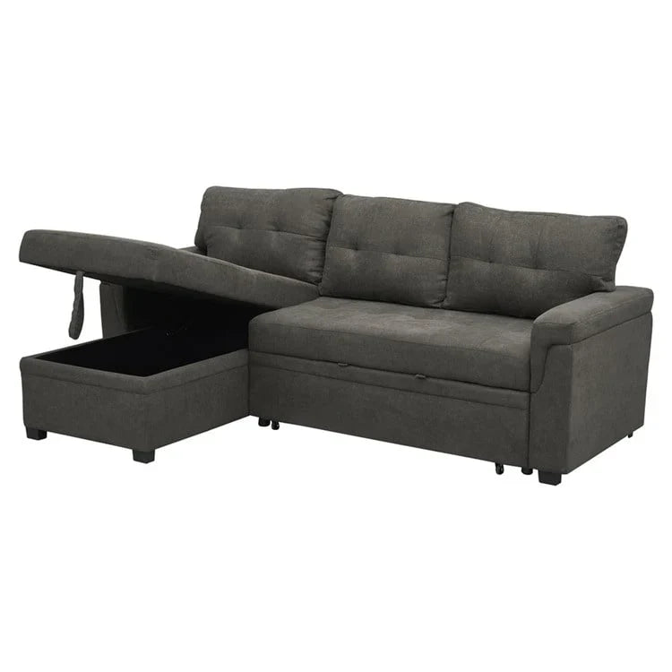 Convertible Reversible Sectional Sofa with Pull-Out Sleeper Bed, Hidden Storage Chaise, and Durable Legs – Image 44