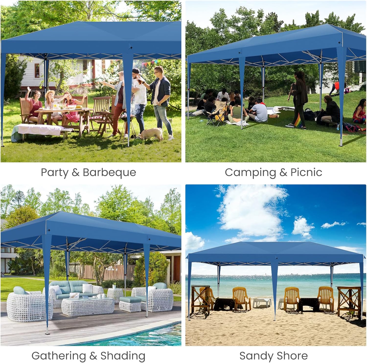 HOTEEL Tonnelle Pliante 3x6m étanche et Stable – avec 6 parois latérales, Construction en Une poussée, 8 Barres Pare-Vent – Tente de fête pour Mariage, Camping(Bleu) – Image 7