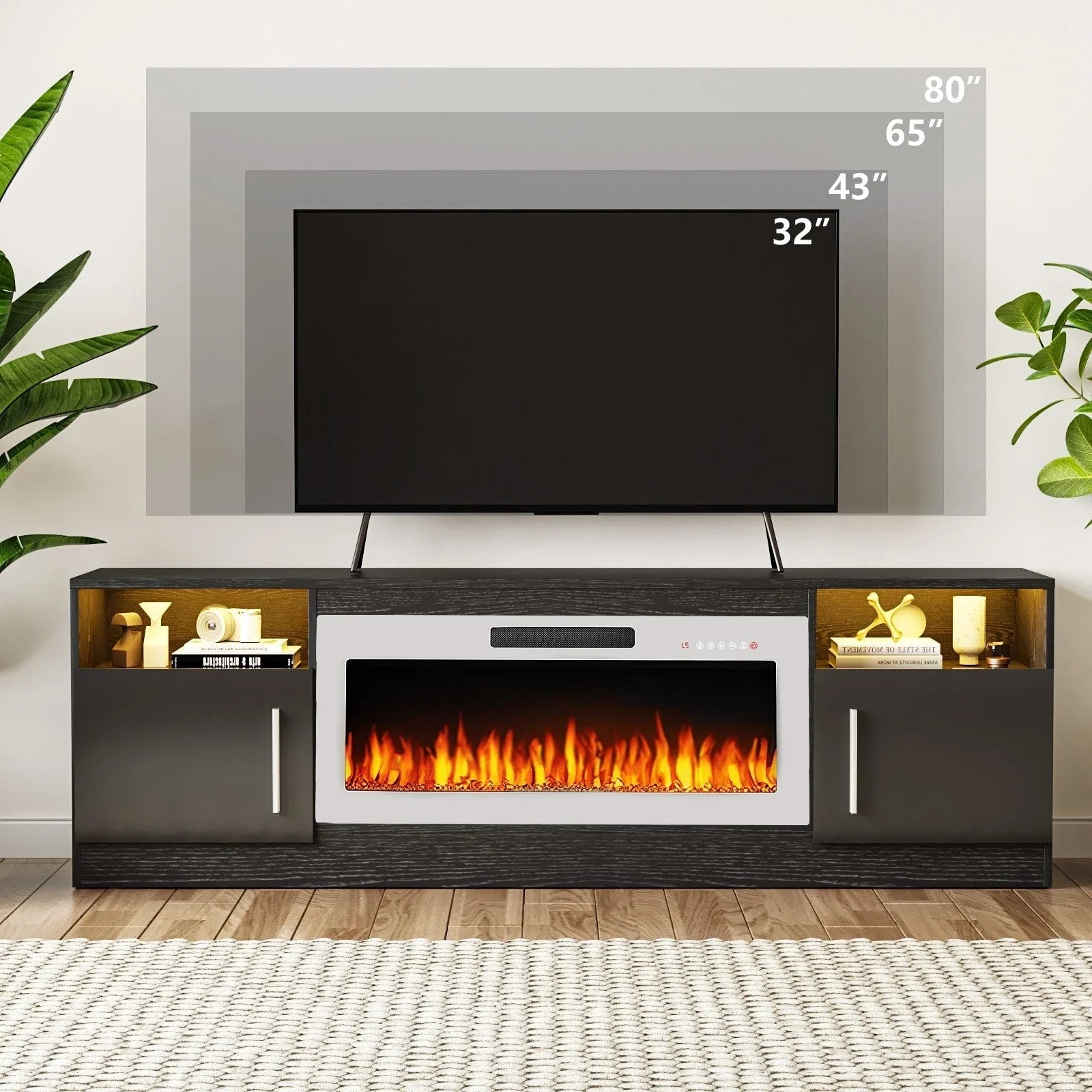 Bossin 70 Fireplace TV Stand with 36 Electric Fireplace, TV Stand for TVs Up to 80, 16 Colors LED Lights/Entertainment Center – Image 61