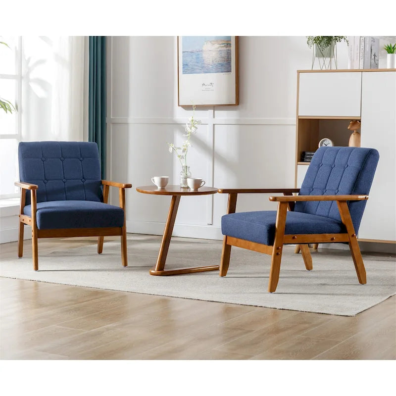 Mid Century Modern Accent Chairs Set of 2 with Side Table – Image 11