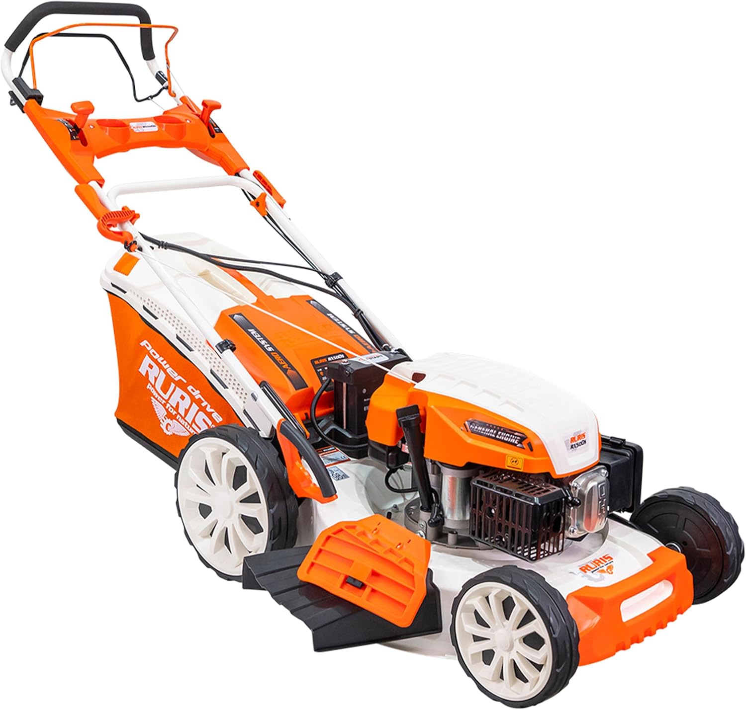 RURIS POWER FOR NATURE Tondeuse à Gazon Thermique 5 en 1 Mulching 5,7 CV 196cc RX500S, Orange