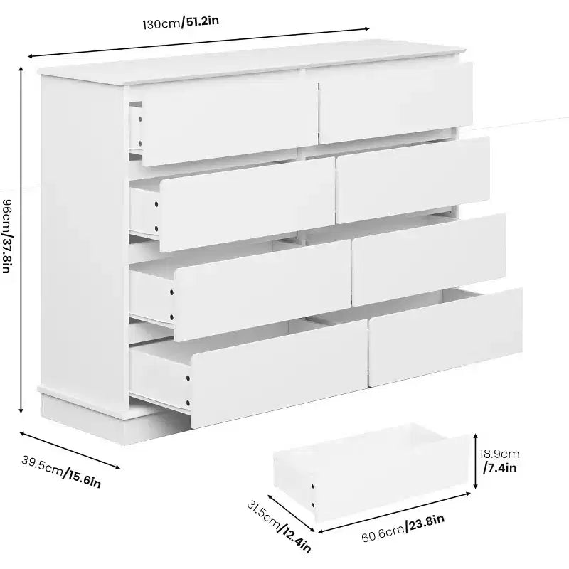 8-Drawer Storage Cabinet, Chest of Drawers with Deep Drawers, Large Wide-Top Closet for Living Room, Hallway, Children's Room – Image 9