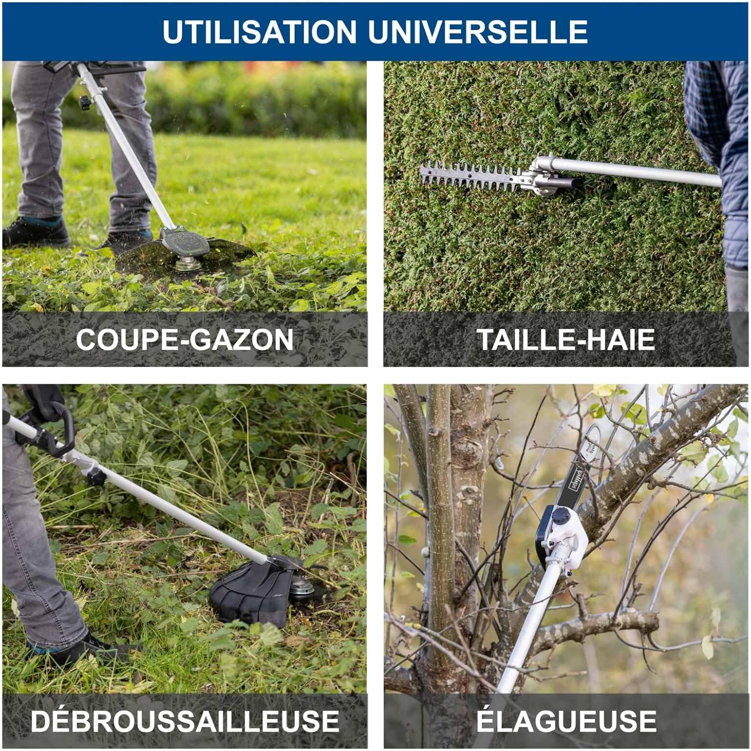 Scheppach Appareil multifonction 4 en 1 BC-MFH400-X 20V Brushless Multigarten, débroussailleuse, taille-haie, haute série 20V-IXES | avec batterie de 2 Ah et double chargeur – Image 6