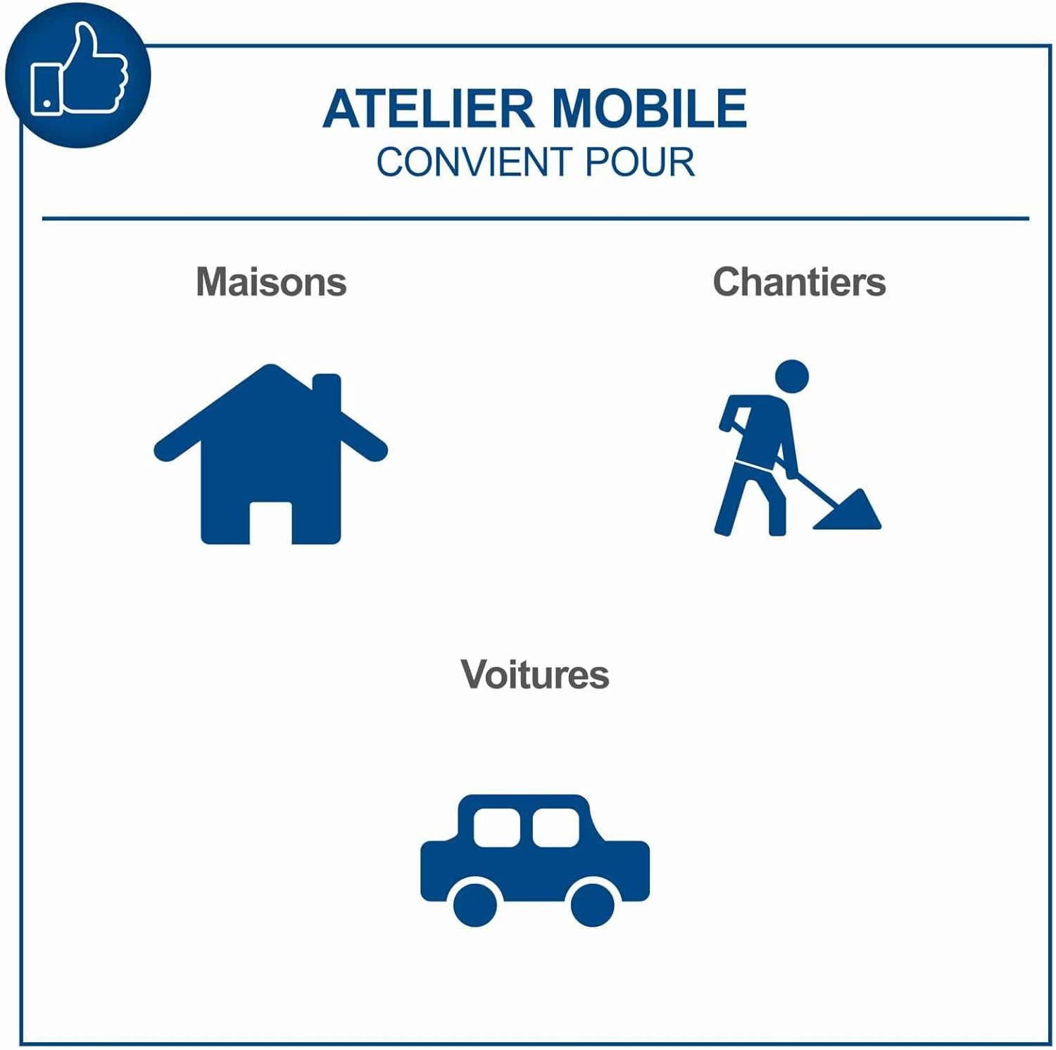 Scheppach Servante d'atelier Toute équipée TW1100-70 Outils - 4 roulettes - verrouillable et Mobile - 7 tiroirs – Image 3