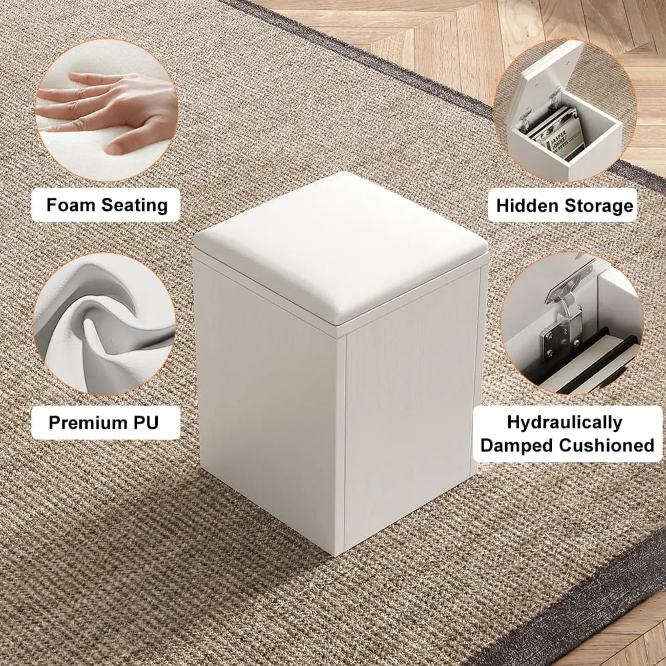 Foldable Lift-Top Coffee Table with 4 Stools & Storage – Image 7