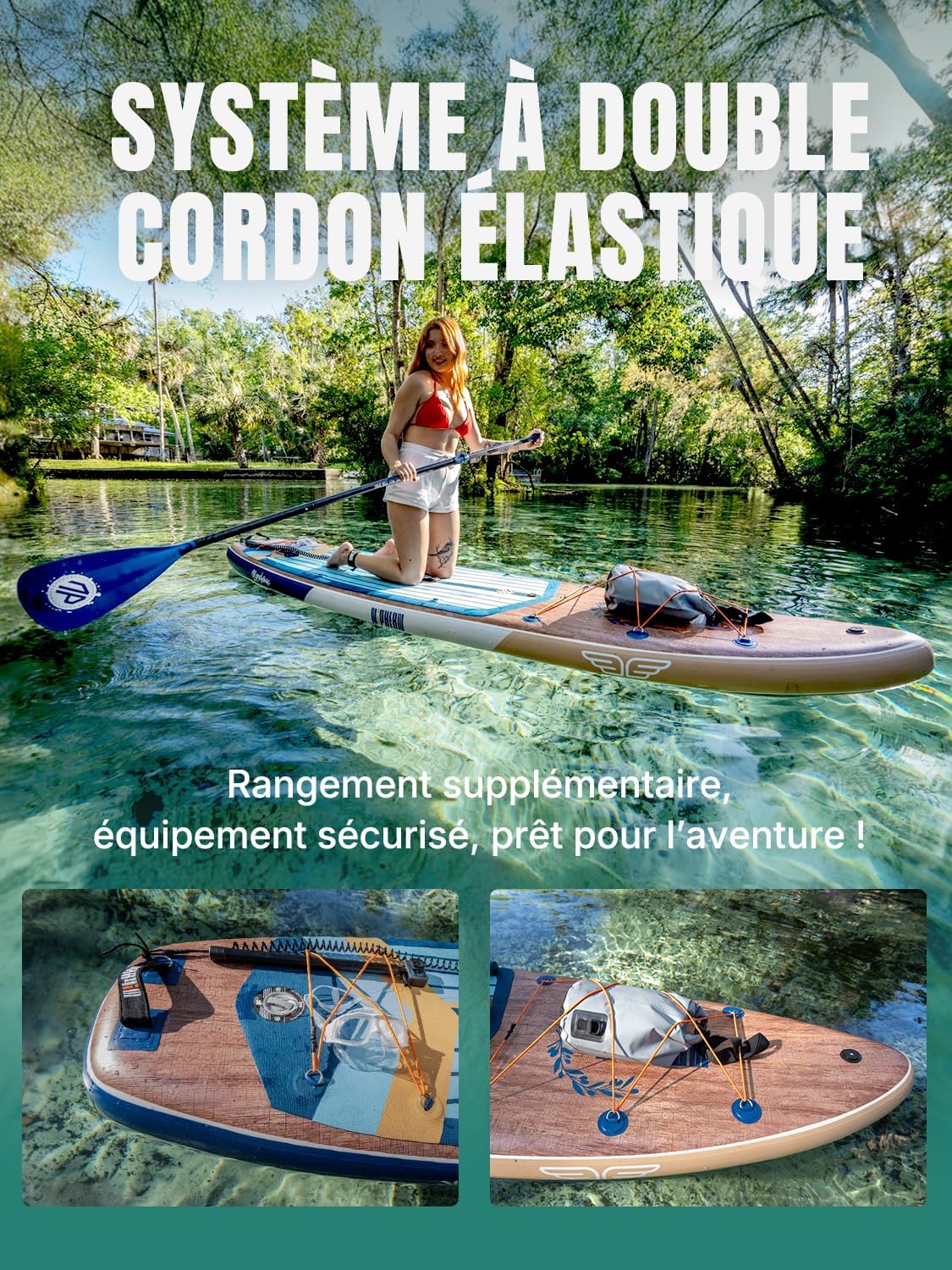 Niphean Extra Large Paddle Gonflable, Sup à 2+1 Personnes/Famille, Planches de Stand Up Paddle Gonflables avec Idéal Débutant Aileron Équilibré, Housse Étanche, Paddle Gonflable Adulte, Cadeaux – Image 5