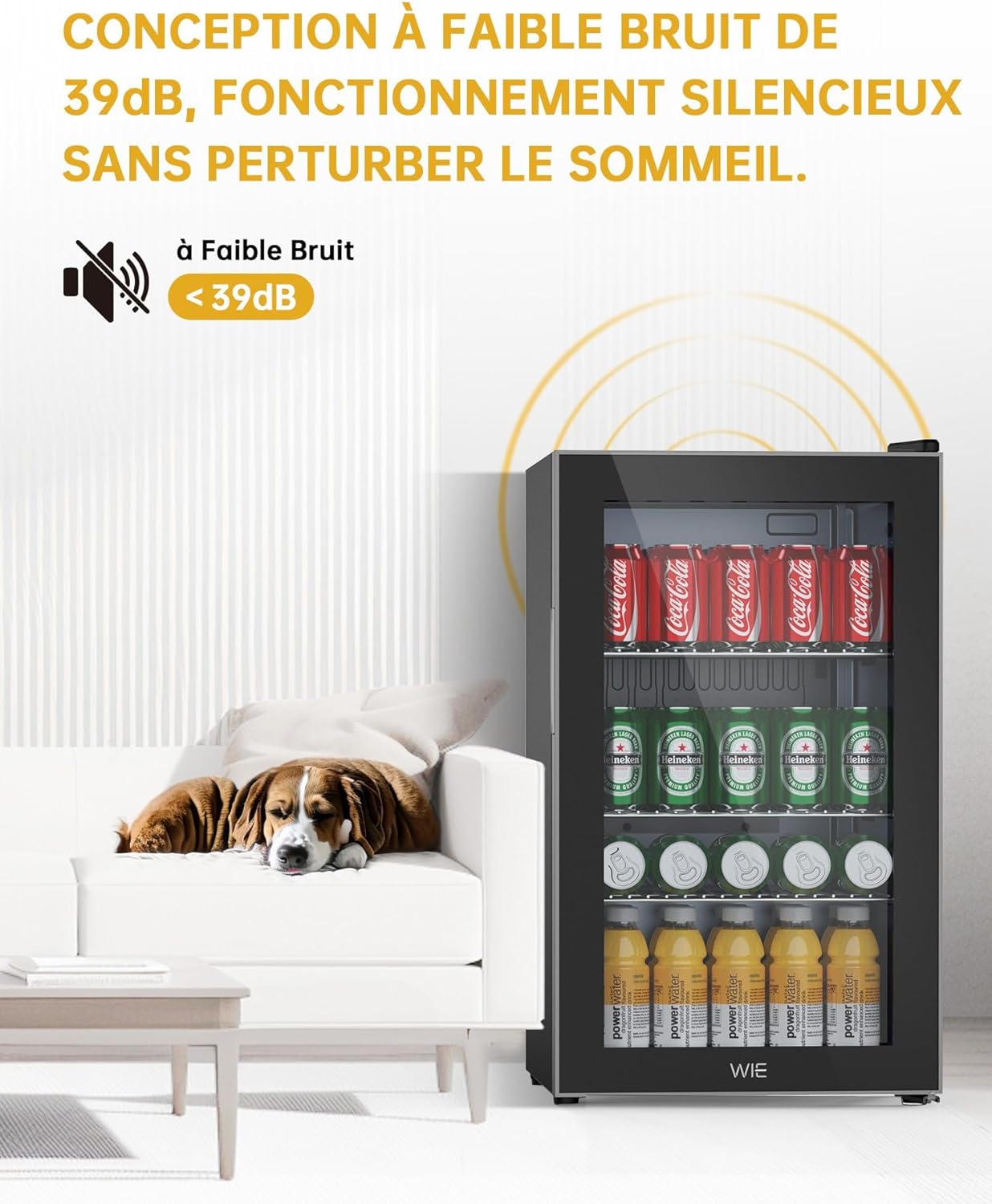 WIE Réfrigérateur à Boissons 70L Mini Réfrigérateur avec Double Porte Vitrée Petit Frigo Silencieux à Bière Intérieur Extérieu 105 Cans pour Maison/Cuisine/Bar/Bureau – Image 4