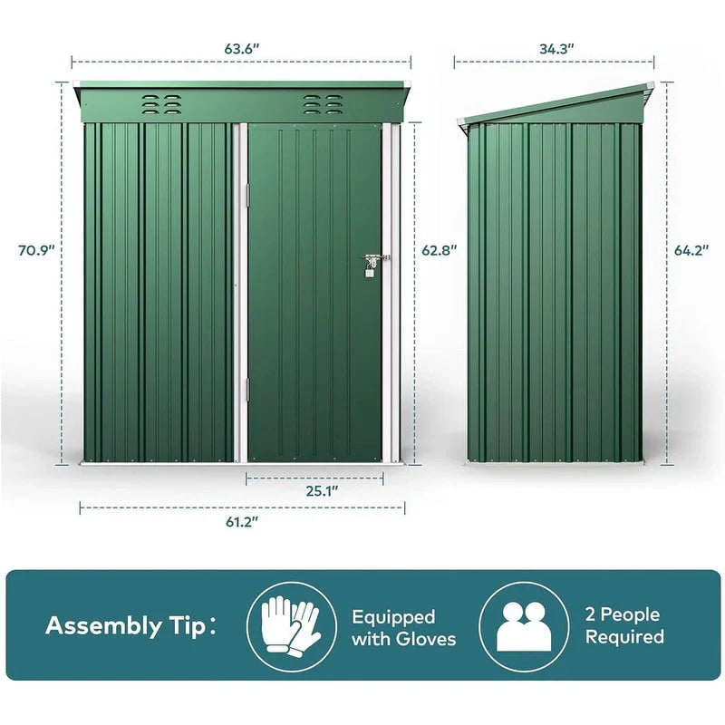 Outdoor Storage Metal Shed Garden Tool Shed with Lockable Door for Patio Furniture and Tools – Image 10