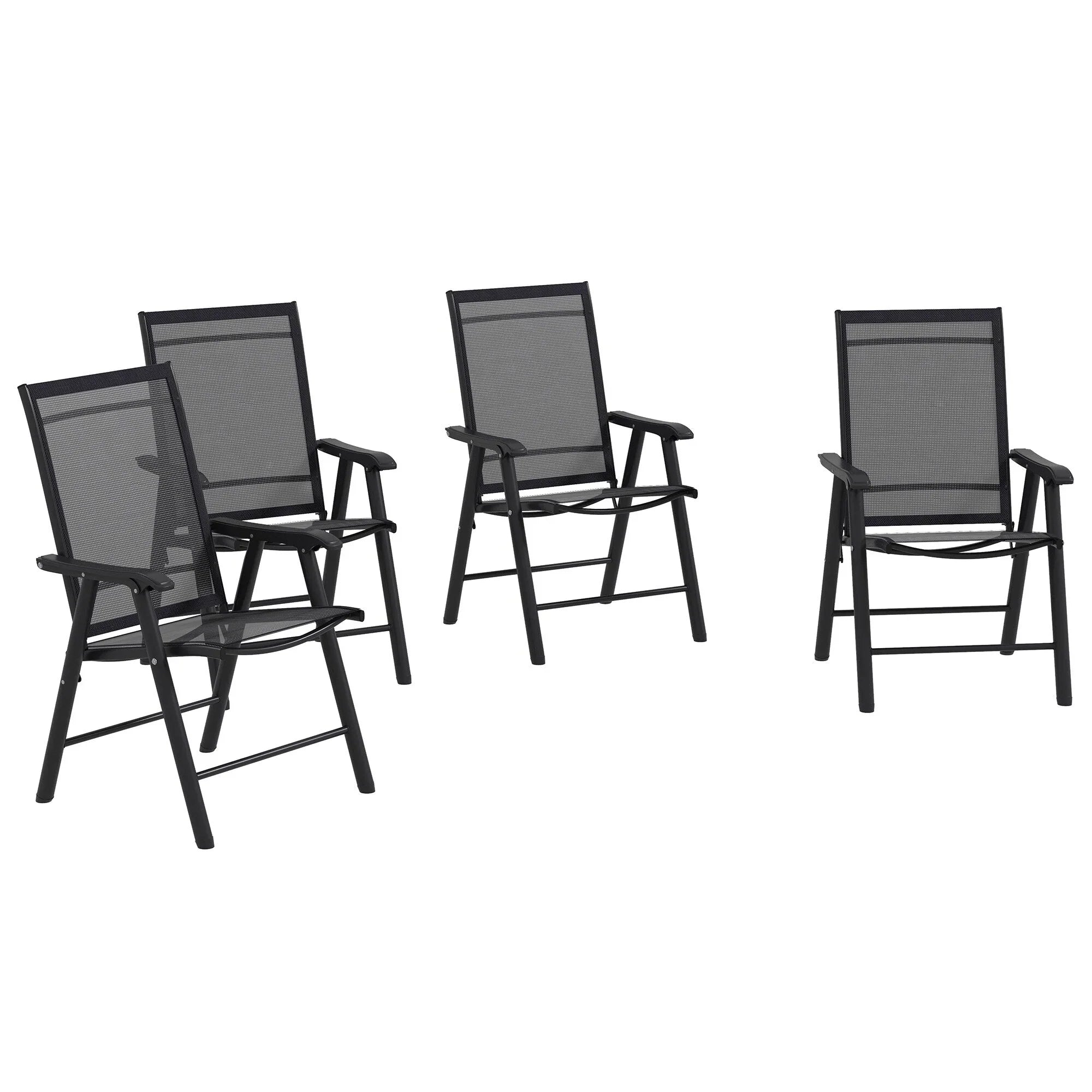 Outsunny 4-piece Folding Patio Chair Set with a Simple & Chic Design, Comfortable for the Deck, Garden, Yard & Travel – Image 13