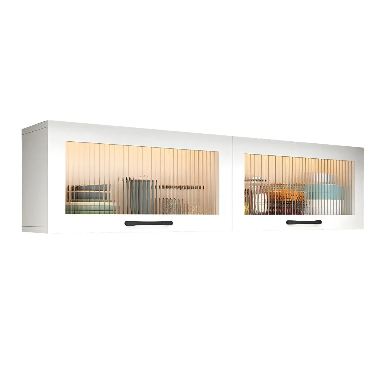Kitchen White Wood Wall-Mounted Storage China Cabinets – Image 4