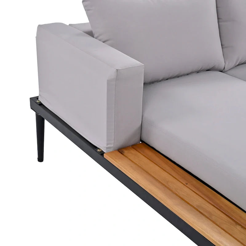 Outdoor Daybed Patio Metal Sun Lounger, 2 in 1 Padded Chaise Lounges, Garden Outdoor Chaise Lounges, Poolside Sunlounger – Image 8