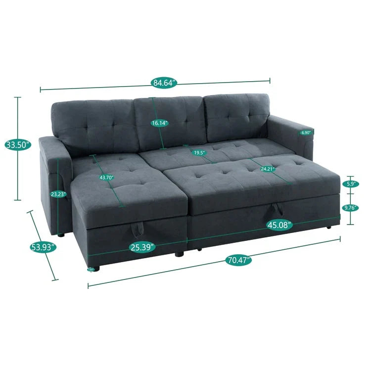 Convertible Reversible Sectional Sofa with Pull-Out Sleeper Bed, Hidden Storage Chaise, and Durable Legs – Image 125