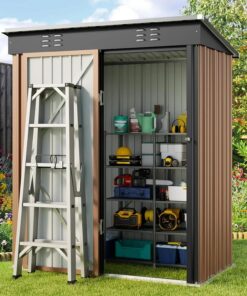 Alternative view of Outdoor Storage Metal Shed Garden Tool Shed with Lockable Door for Patio Furniture and Tools