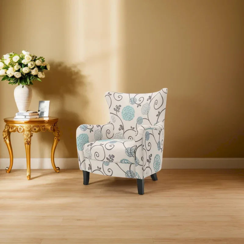 Modern Retro 30.25 High Back Upholstered Arm Chair with Wood Legs for Living Room – Image 41