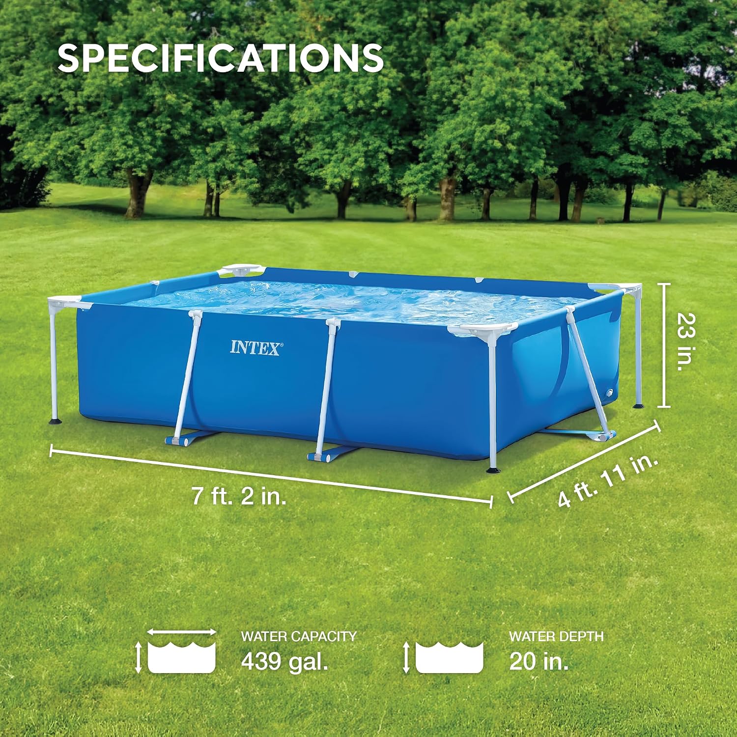 Intex Piscine Metal Frame Junior rectangulaire Tubulaire (l) 2,20 x (l) 1,50 x (h) 0,60m – Image 2
