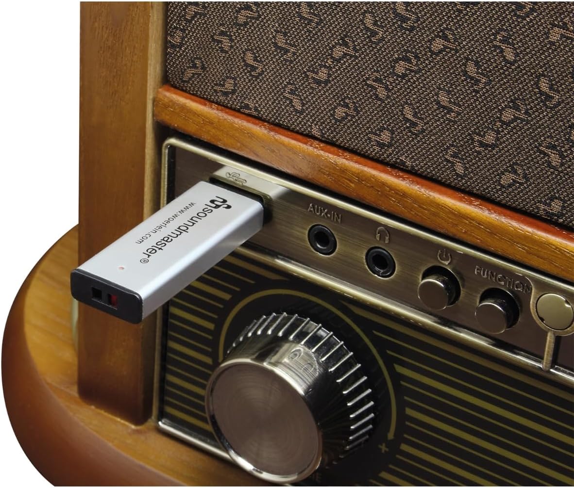 Soundmaster NR566BR Chaîne Hi-FI Nostalgie 7 en 1 Platine Vinyle Audio Technica Cellule magnétique | Radio numérique Dab+ | CD-MP3 | USB | Cassette | Bluetooth | Fonction de numérisation | égaliseur – Image 5