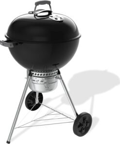 Weber Original Kettle Premium barbecue à charbon/couvercle et cuve en acier émaillé, grille 57 cm, système One-Touch de nettoyage, thermomètre intégré, trépied avec roulettes, noir