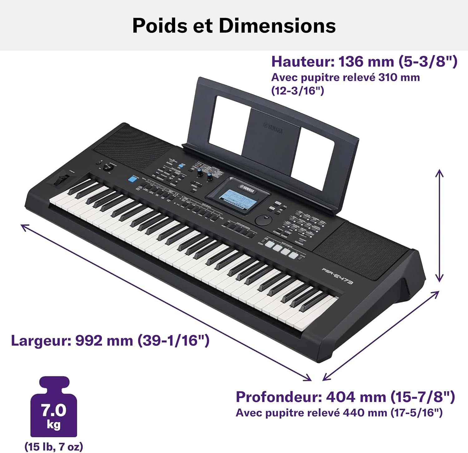 Yamaha PSR-E473 Clavier arrangeur portable dynamique et versatile avec 61 touches - Noir – Image 3