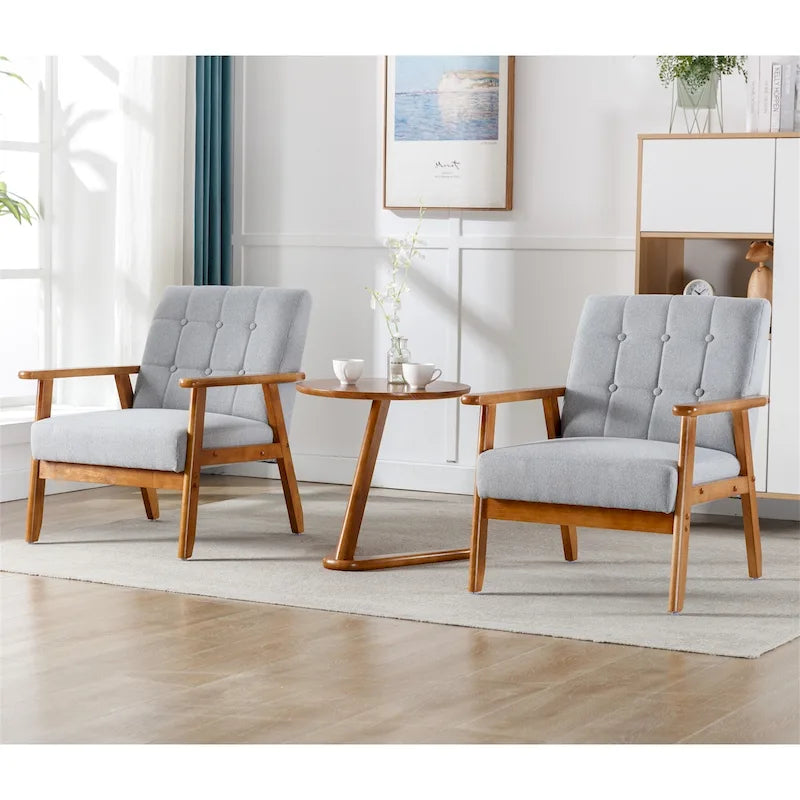 Mid Century Modern Accent Chairs Set of 2 with Side Table – Image 8