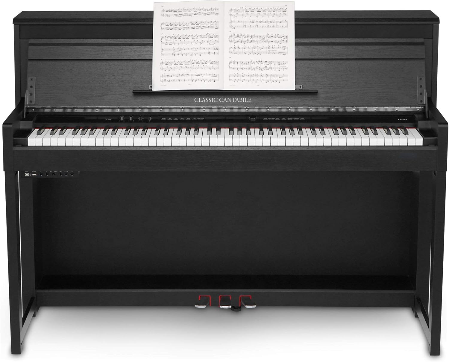 Classic Cantabile UP-1 SM Piano Droit Numérique - 88 Touches Clavier électronique à marteaux - Synthetiseur avec USB, MIDI, 40 voix, 256 polyphonie - Set avec Banc et Casque - Noir Mat – Image 2