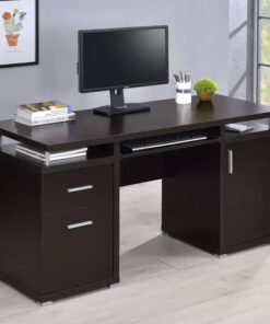 TUYOHW 55 Wooden Writing Desk,Office Computer Desk with 2 Drawers,1 Cabinet,1 Open Shelf,1 Door,Work Desk for Home Office,Study,Small Spaces