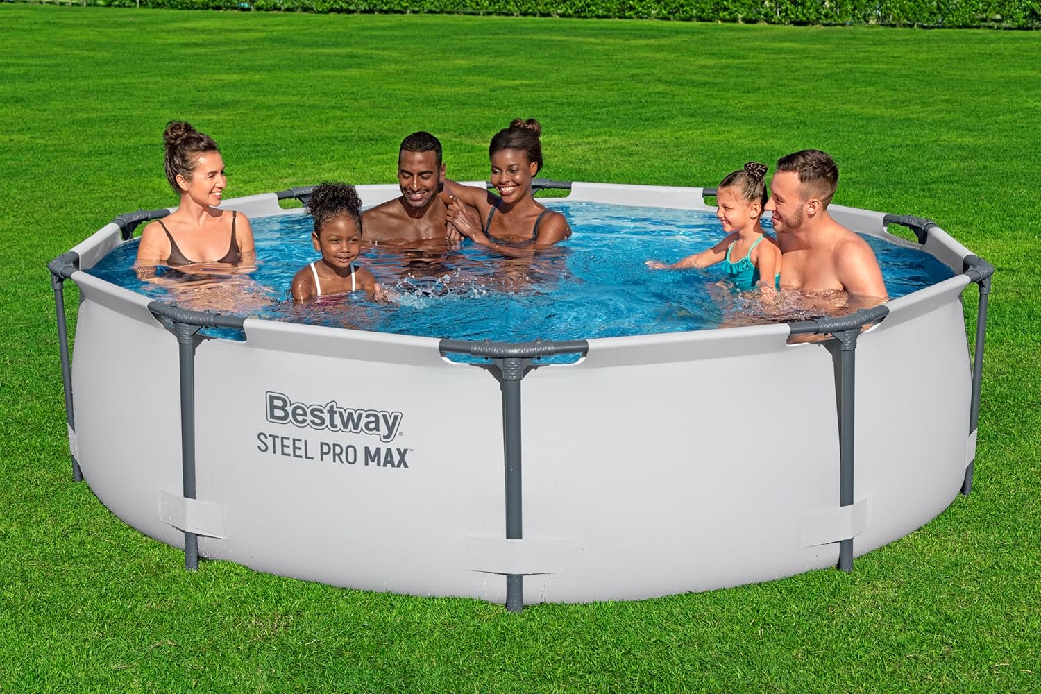Bestway Steel Pro Max Frame Kit Piscine avec Pompe à Filtre Ø 305 x 76 cm, Gris Clair, Rond – Image 2