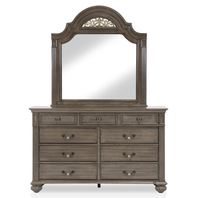 5-Piece Traditional Poster Bedroom Set, Grey Wood Finish, Classic Style – Image 19
