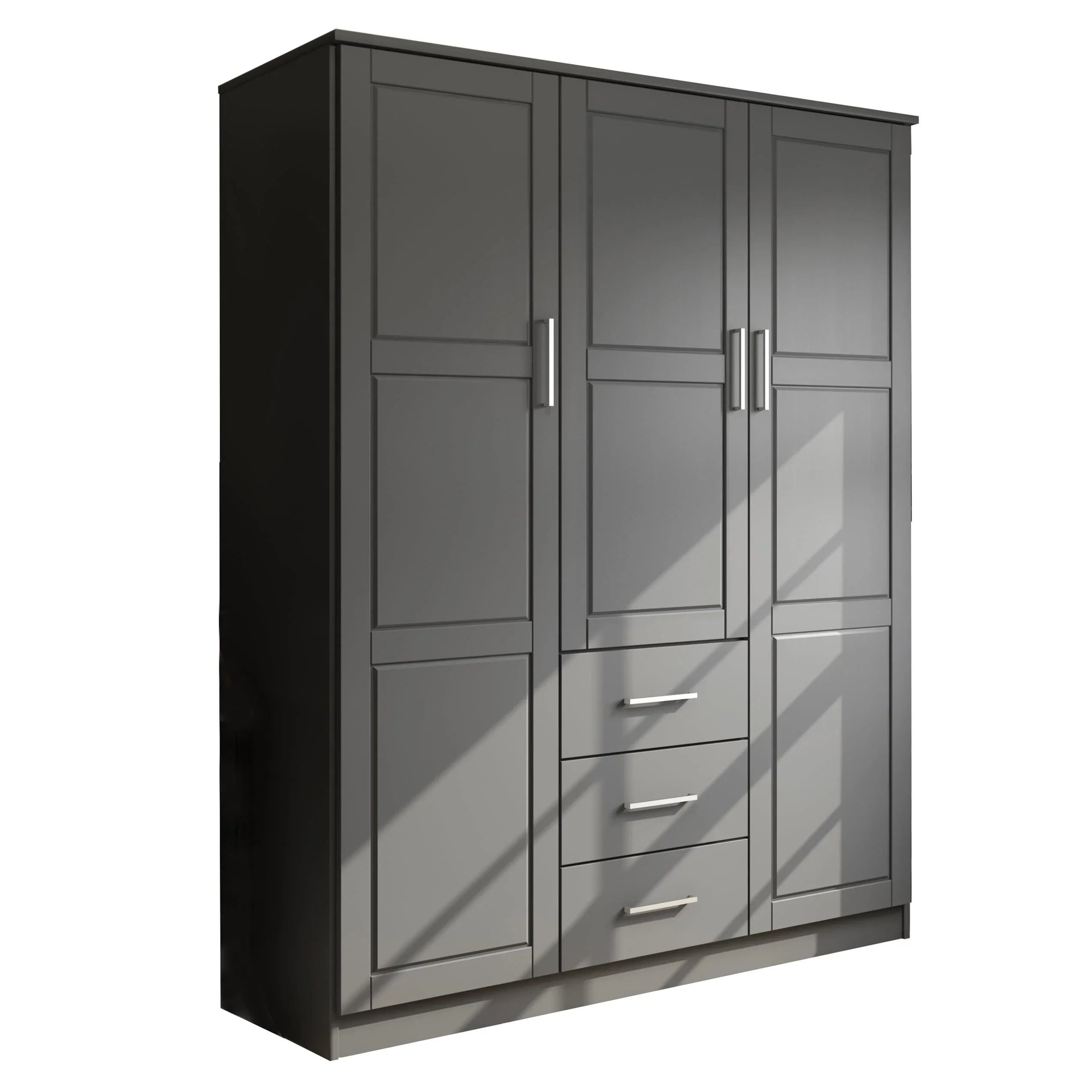Palace Imports 100% Solid Wood Cosmo 3-Door Wardrobe Armoire with Solid Wood or Mirrored Doors – Image 16
