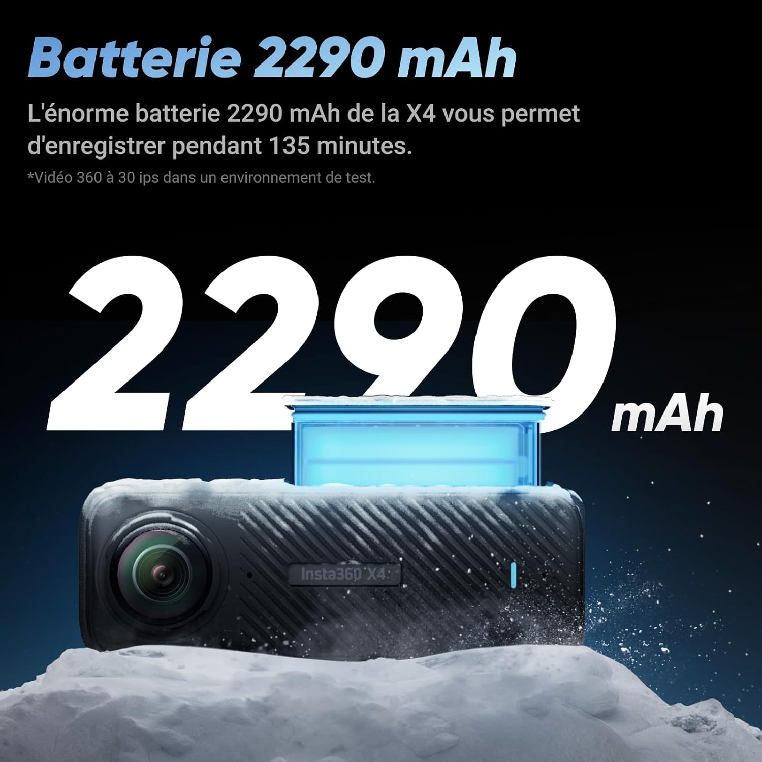 X4 - Caméra d'action 360° 8K étanche, vidéo grand angle 4K, effet de perche à selfie invisible, protège-objectifs amovibles, 135 min d'autonomie, édition IA, stabilisation, pour sport, voyage – Image 5