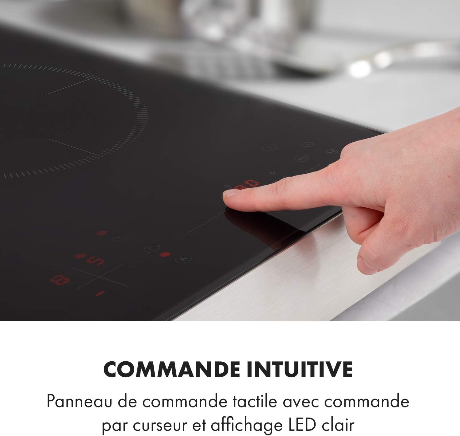 KLARSTEIN TrinityCook - table de cuisson à induction, pose libre, 3400W, 3 zones de cuisson, minuterie, 9 niveaux, 60 à 240° C, protection anti surchauffe, verrouillage parental - noir – Image 9
