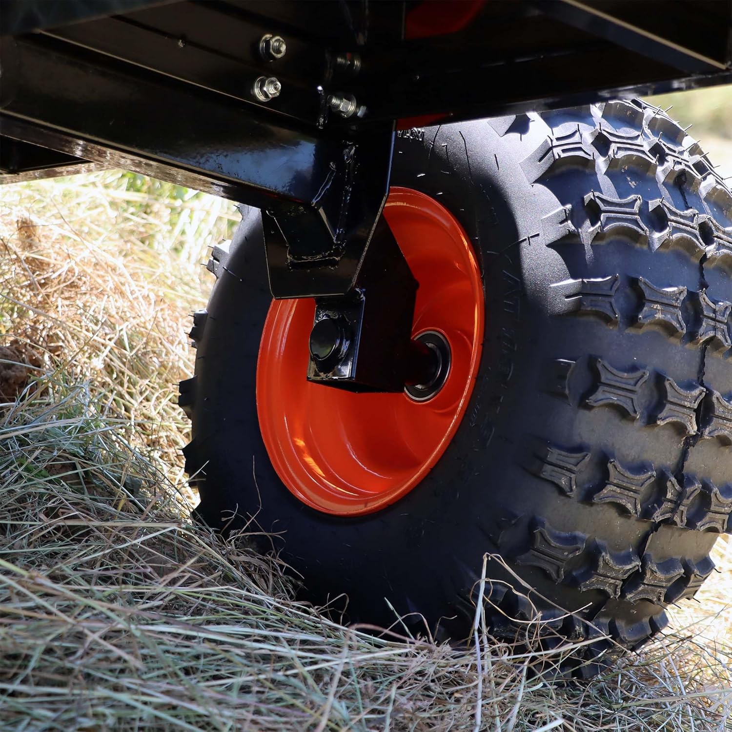 Wiltec Remorque basculante - 2159 x 1219 x 762 mm - capacité 680 kg - avec Grille et Parois amovibles - pour Tondeuse autoportée ATV Jardinage Transport – Image 7