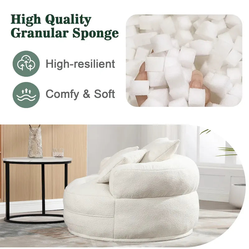 Round Lazy Sofa Chair – White/Blue/Grey/Yellow/Orange/Rose Red/Navy/Green, Single & Couple Seat – Image 15