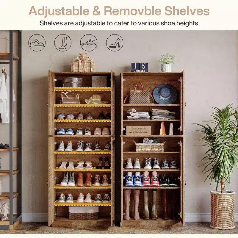 Lantine 70.86 Tall Shoe Storage Cabinet with Removable Shelves, 9-Tier 27-36 Pairs Shoe Organizer Rack for Entryway, Hallway, Closet – Image 5