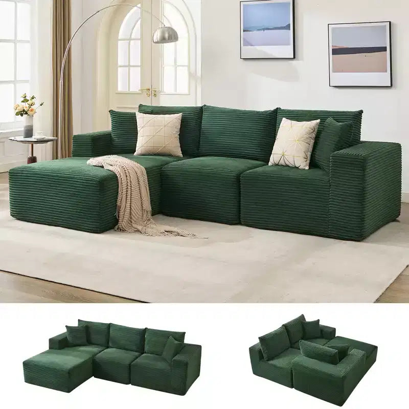 108 Modern Sofa Couch, 3 Seater Upholstered L Shaped Sofa with Pillows, Deep Seat Sofa, No Assembly Required – Image 53