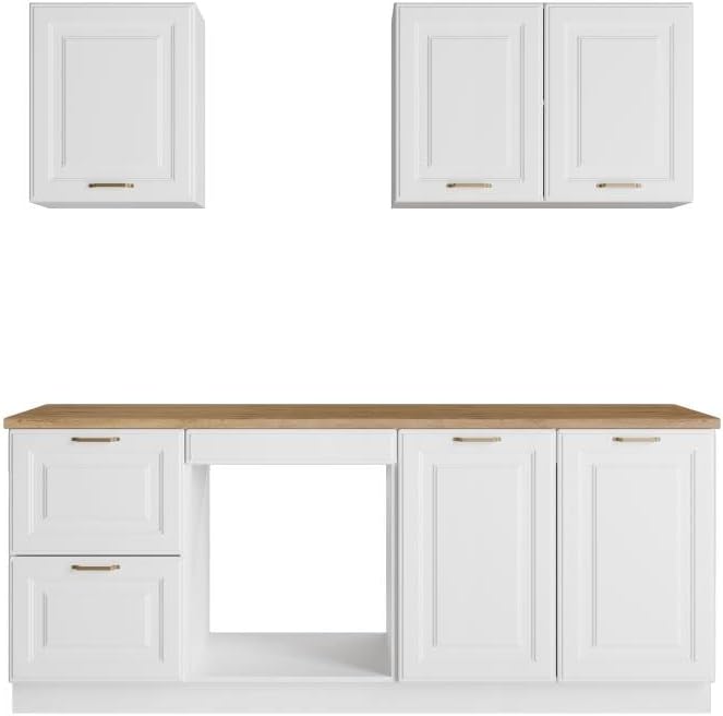 Vente-unique - Cuisine compléte - avec Plan de Travail 200 cm - Blanc et Naturel - CELOMIA – Image 2