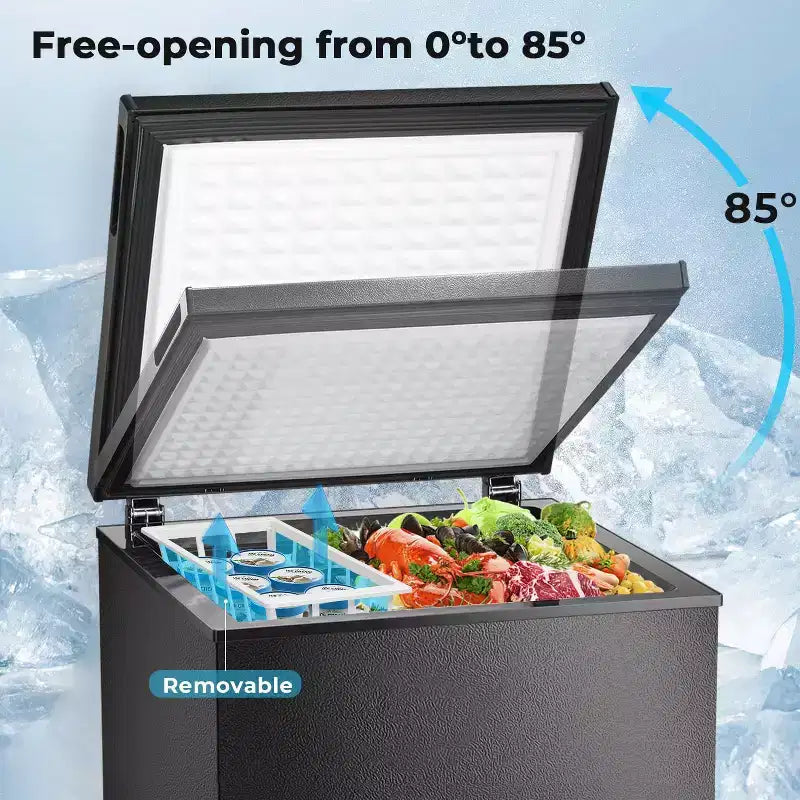 ZAFRO 1.8 Cu.ft Chest Freezer, Compact Deep Freezer with 2 Baskets & Adjustable Temp, Top Open Door for Home, Dorm,Kitchen,Bar – Image 7