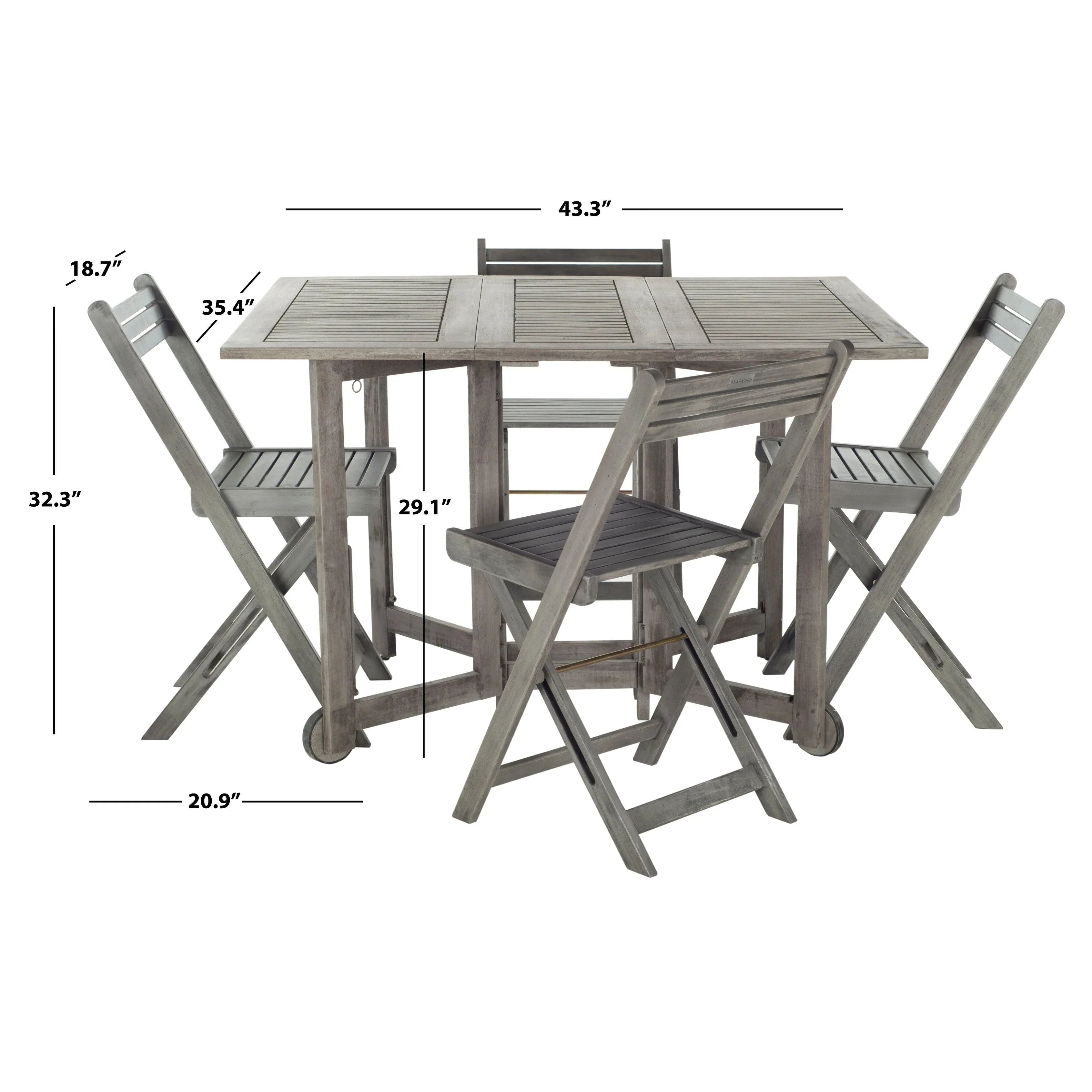 SAFAVIEH Outdoor Brandy 5-Piece Outdoor Dining Table Set - 43Wx35Dx29H – Image 5