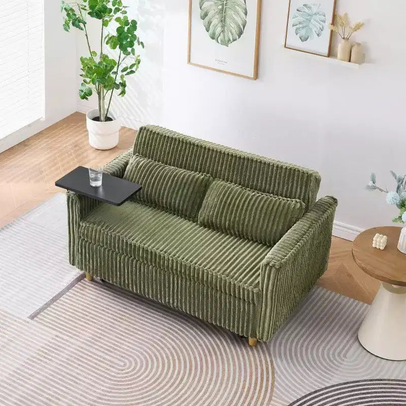 TUYOHW Space-Saving Convertible Sofa,Corduroy Sofa Bed with Movable Tabletop & USB Port,Multi-Functional Loveseat for Living Room – Image 11