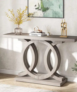 Alternative view of Vintage Console Table with Geometric Base Wooden Hallway Table