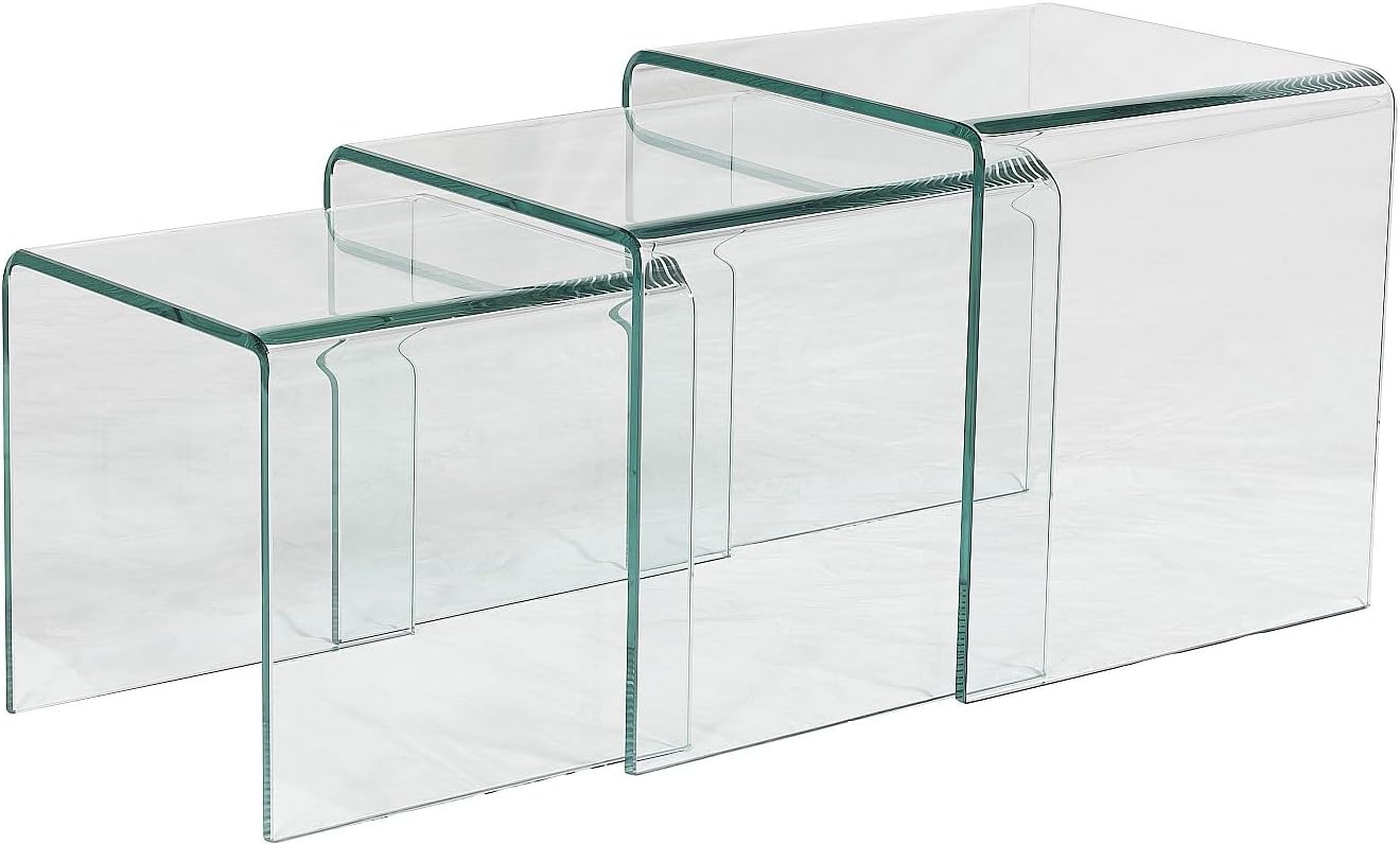 Vente-unique - Tables Basses gigognes Minka - Verre courbé