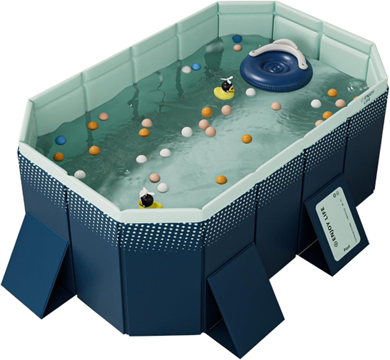 Pataugeoire pour enfants, piscine familiale pliable non gonflable, rectangulaire, 185 x 138 x 53 cm