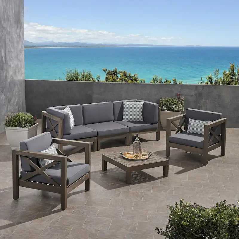 Brava Outdoor Acacia Wood 6-piece Chat Set by Christopher Knight Home – Image 14