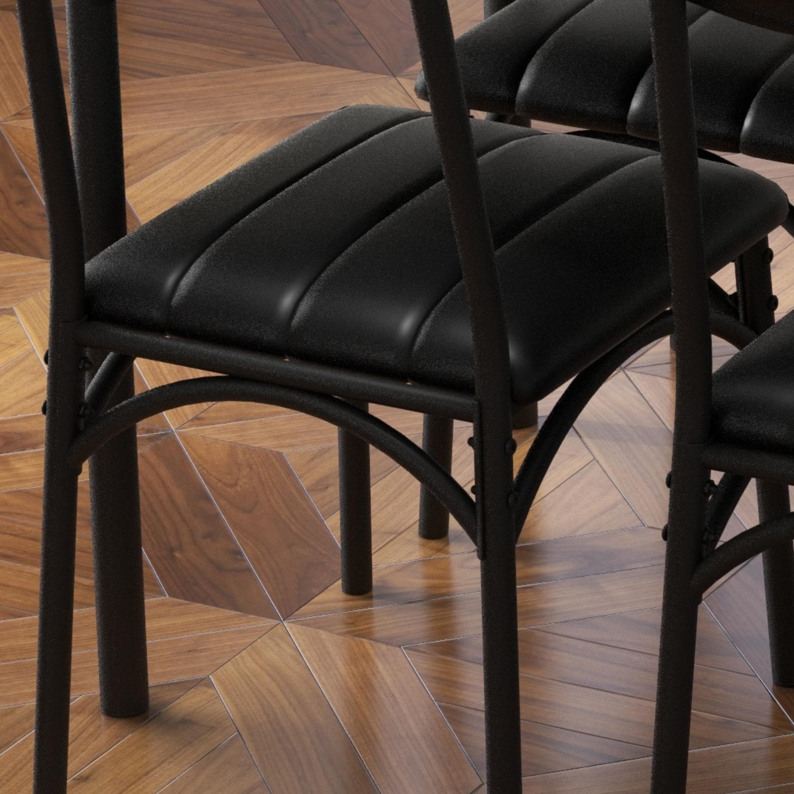 Rectangular Dining Table Set for 4 with Upholstered Chairs – Image 18