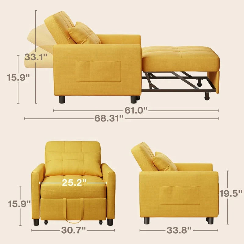 3-in-1 Adjustable Sleeper Sofa Bed, Pull Out Chair Sofa, Convertible Folding Bed for Living Room – Image 24